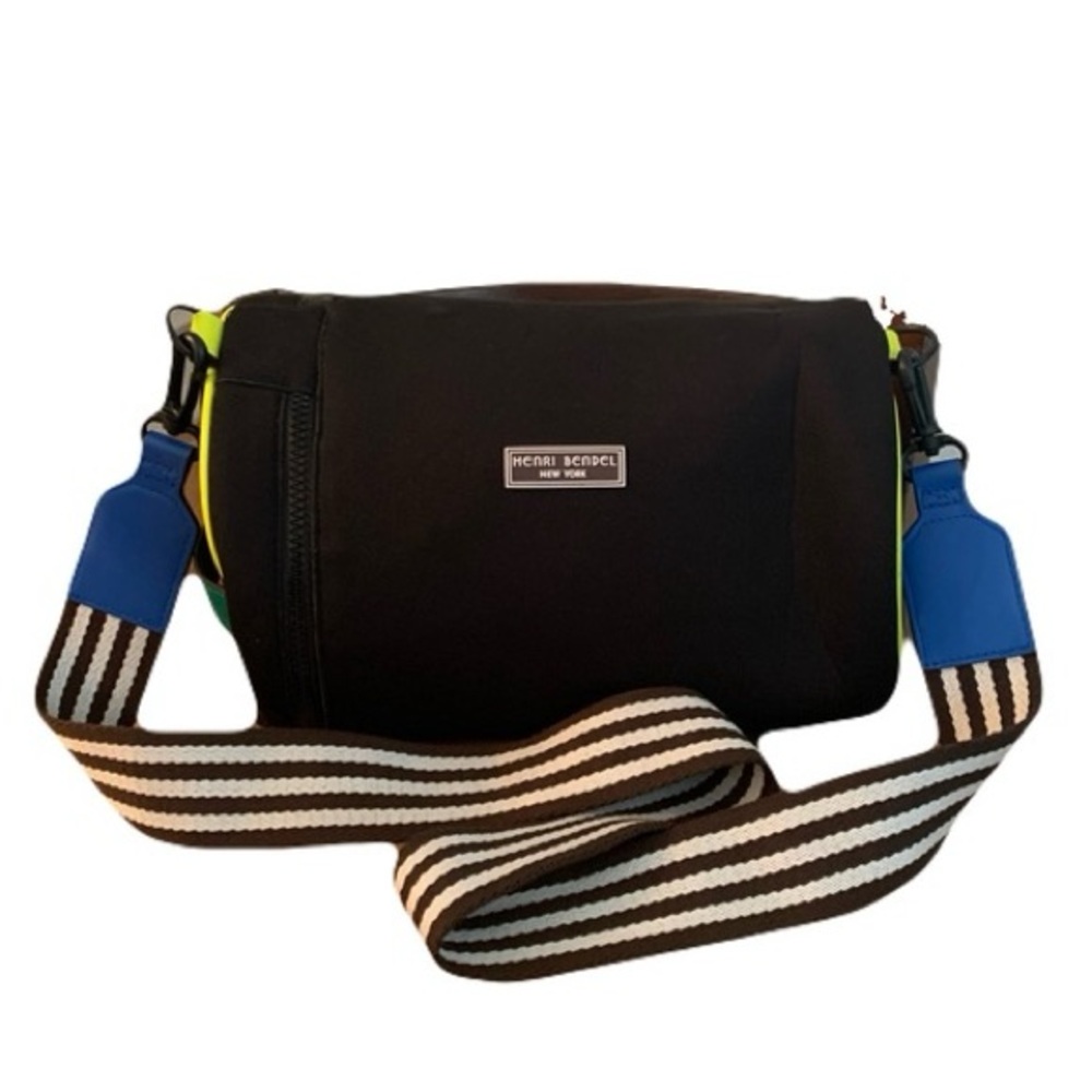 HENRI BENDEL Leather Trim Neoprene Insulated Cooler Crossbody Bucket Bag 11 X 23 - Picture 7 of 12